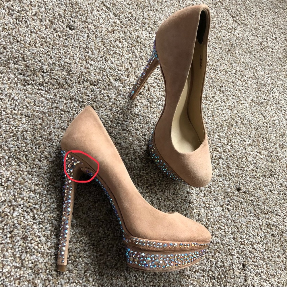 Sz 4 Brian Atwood Francoise Rhinestone Suede Pump - Picture 6 of 8